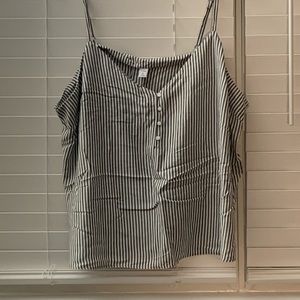 Navy and white stripped tank top with buttons